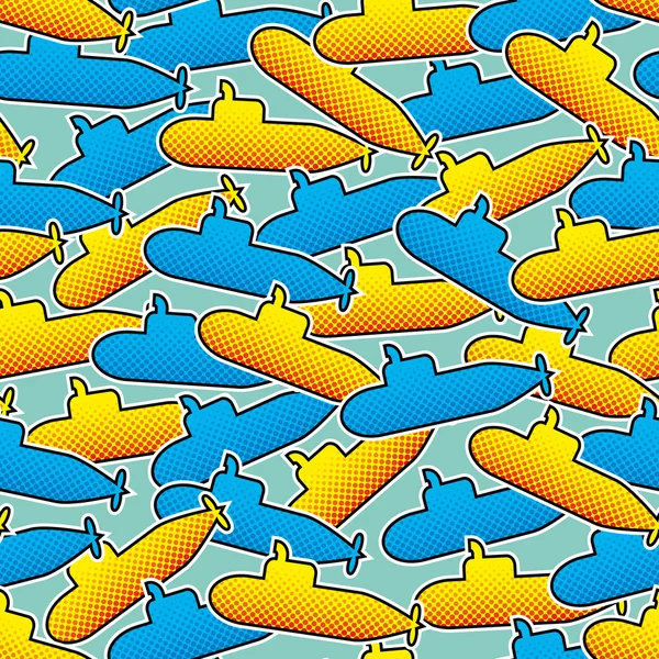 Submarino amarillo y azul — Vector de stock