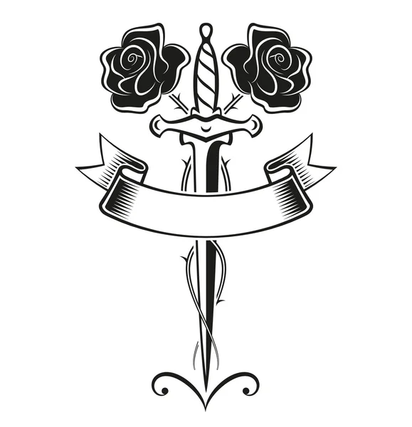 Tatuaje de rosas negras — Vector de stock