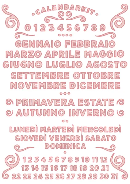 Calendar kit italian — Stock Vector