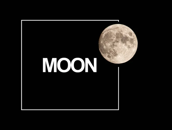 Ночное Небо Знаком Луны Надписью — стоковое фото