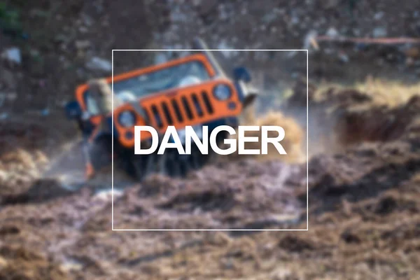 Fond Flou Avec Voiture Ciel Danger Écrire — Photo