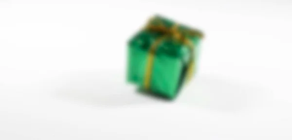 Green White Gift Box Blurred Background — Stock Photo, Image