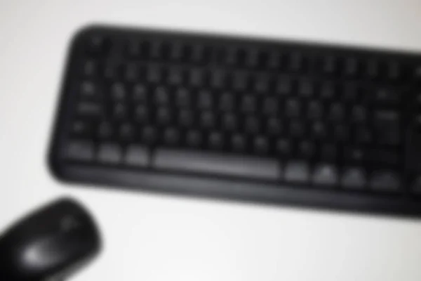 Teclado Computador Laptop Preto Mouse Óculos Vista Superior Espaço Cópia — Fotografia de Stock