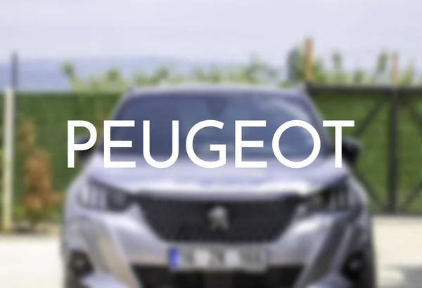 Coche Borroso Fondo Desenfocado Peugeot Escribir — Foto de Stock