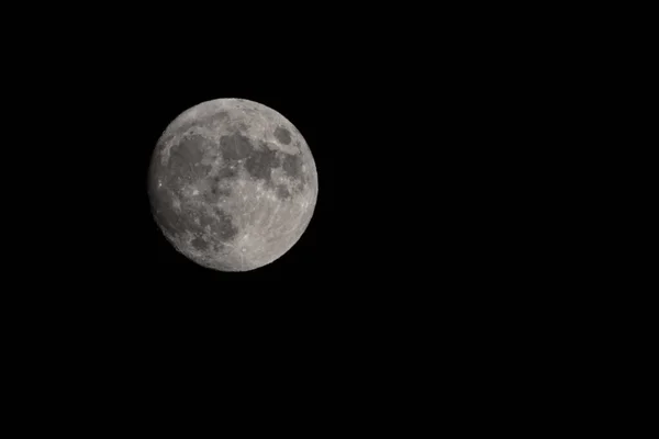 Grey Moon Black Background — Stock Photo, Image