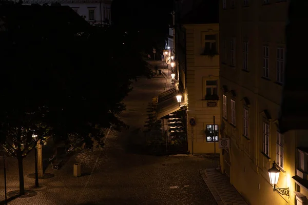 Views Vltava River Night Bridges Street Lights Center Prague Czech — Stock Photo, Image