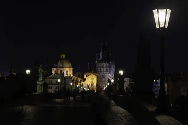 Pavés Pour Trottoirs Lumière Éclairage Public Sur Pont Charles Partir — Photo