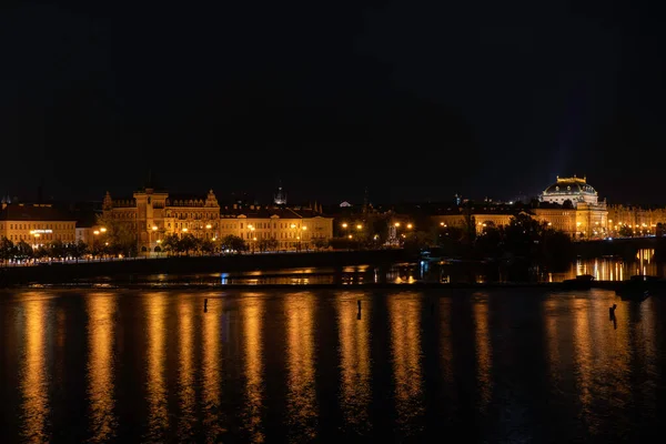 Paving Blocks Sidewalks Light Street Lighting Charles Bridge 1402 Night — Stock Photo, Image