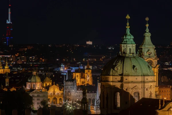 Věž Kostela Mikuláše Barokní Kostel Praze Roku 1625 Centru Prahy — Stock fotografie