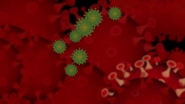 Déplacement Virus Bactérien Rouge Sur Fond Rouge Multipliant Virus — Video