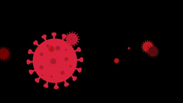 Движущийся Вирус Красных Бактерий Черном Фоне Умножение Вируса — стоковое видео