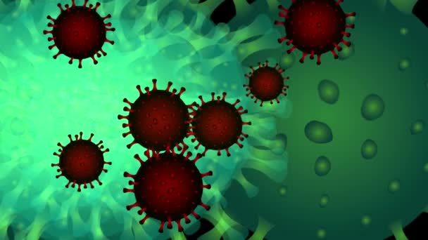 Vírus Bactérias Vermelhas Movimento Fundo Verde Multiplicando Vírus — Vídeo de Stock