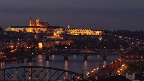 Time Lapse Vue Sur Château Prague Cathédrale Saint Vitus Rivière — Video