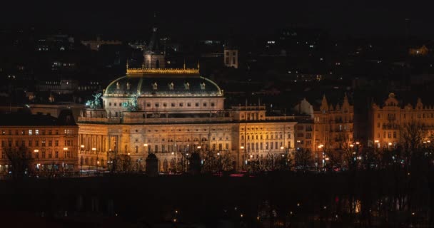 Kasım 2020 Prag Merkezindeki Ulusal Tiyatro Nun Zaman Aşımı — Stok video