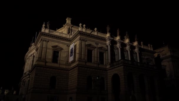 Lanterne Allumée Sur Une Lampe Dans Prague Street Nuit République — Video