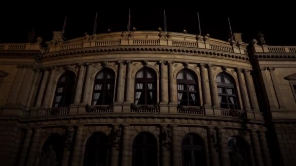 Lentera Menyala Pada Lampu Praha Jalan Malam Hari Czech Republik — Stok Video