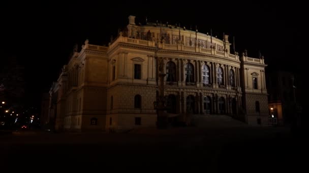 Aangestoken Lantaarn Een Lamp Prague Straat Nachts Tsjechie Republiek — Stockvideo