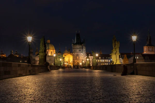 Antigua Acera Adoquinada Con Pavimentación Puente Carlos Centro Praga Fondo — Foto de Stock