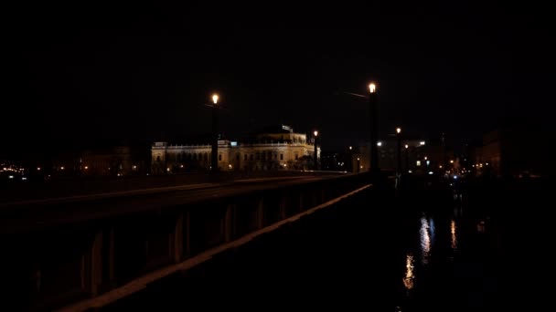Pražská Architektura Století Centru Prahy Při Nočním Pouličním Osvětlení — Stock video