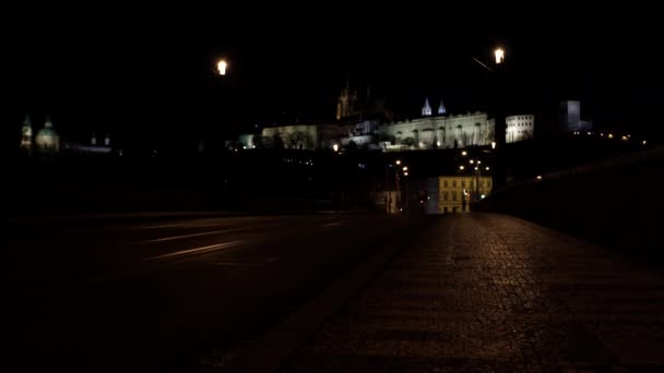 Тротуар Освещение Улиц Городе Ночью — стоковое видео