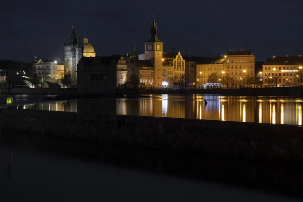 Strada Sullo Sfondo Castello Praga Nel Centro Praga Luce Dai — Foto Stock