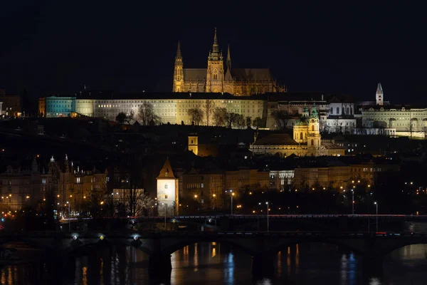 Vista Panorámica Del Castillo Praga Catedral San Vito Luz Las — Foto de Stock