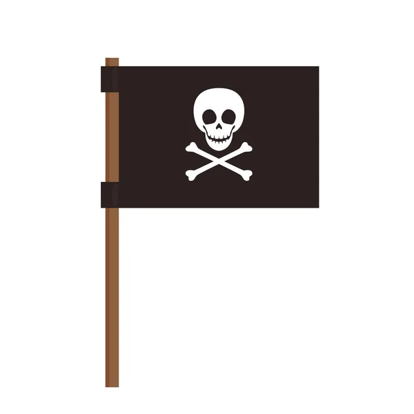 Jolly Roger oder Skull and Cross bones Piratenflagge. Isoliert auf weißem Hintergrund. — Stockvektor