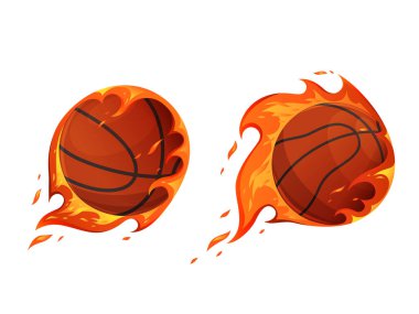 Basketbol topları yanıyor. Yanan toplar. Spor konsepti