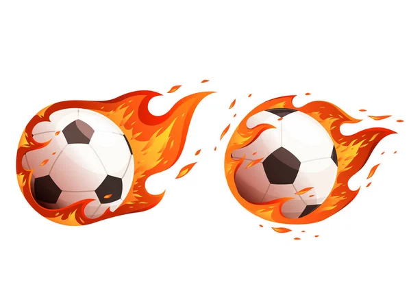 Bolas de futebol a arder. Design para um jogo de futebol — Vetor de Stock