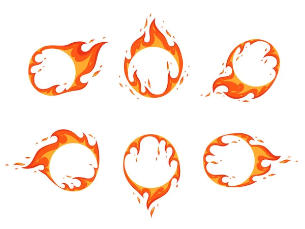 Egy sor tüzes keret. Lángok formájában egy kör egy szabad hely a közepén a design — Stock Vector