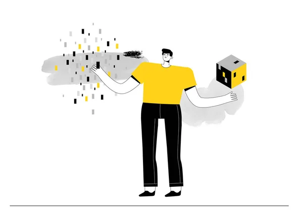 Het concept van het ontvangen en opslaan van big data. Analyse en statistieken van de ontvangen informatie — Stockvector