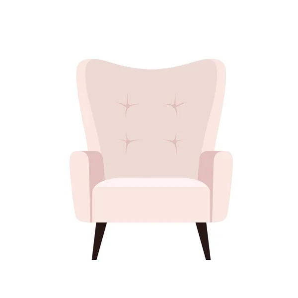 Elegante silla cómoda blanca en estilo plano de dibujos animados. Parte del interior de una sala de estar u oficina — Archivo Imágenes Vectoriales