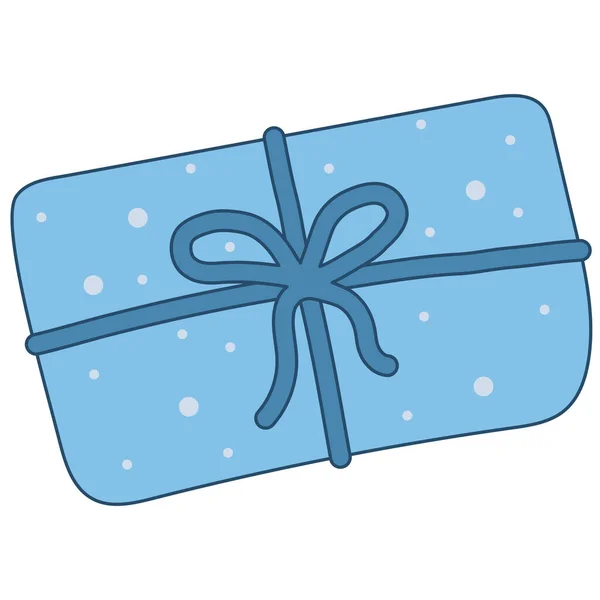 Vektor Illustration Mit Blauem Geschenkkarton Paket Oder Paket Mit Schleife — Stockvektor