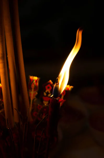 Chama Vela Noite — Fotografia de Stock