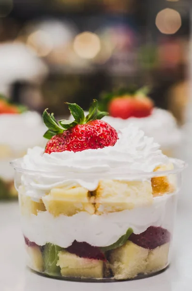 Strawberry Shortcake Fresh Cream Bake Happy Festival — Stock Photo, Image