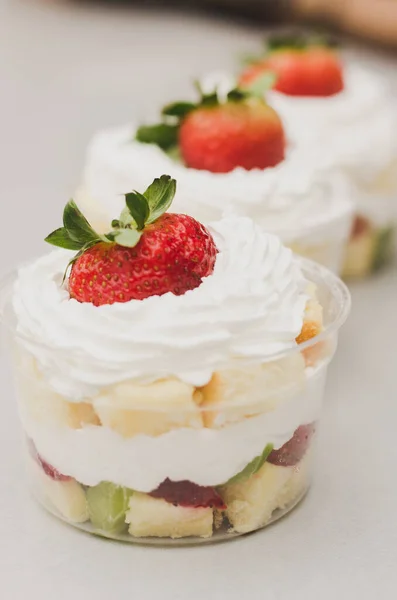 Strawberry Shortcake Fresh Cream Bake Happy Festival — Stock Photo, Image