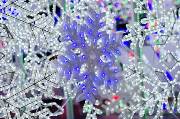 Kreisförmige Reflexionen Blaues Weihnachtslicht — Stockfoto