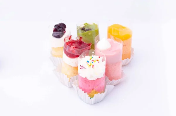Mini Kuchen Stücke Farbe Partei — Stockfoto
