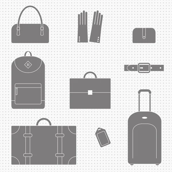 Bolsa y accesorios iconos — Vector de stock