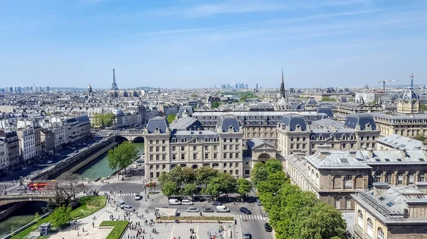 View Paris Top Notre Dame Cathedral Beautiful Day Spring Eiffel — Stock Photo, Image