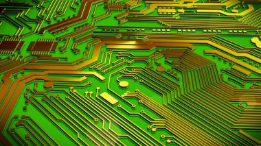 3D oluşturulmuş Yeşil devre kartı
