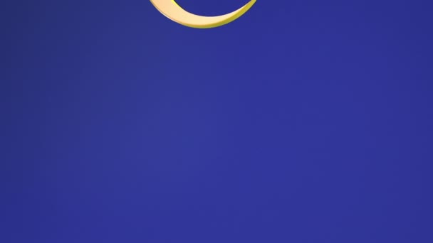Ramadan Kareem Animazione Luna Stella Mezzaluna Oro Sfondo Blu Testo — Video Stock