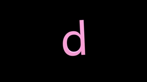 Letter Pink Color Black Background Alpha Channel Animation Effect Appearance — Stock Video