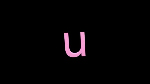 Letter Pink Color Black Background Alpha Channel Animation Effect Appearance — Stock Video