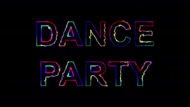 Impreza Taneczna Stylu Lat Tekst Partii Efektem Fal Dźwiękowych Świecące — Wideo stockowe