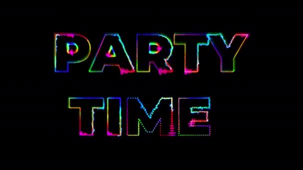 Tanzparty Stil Der 80Er Jahre Parteitext Mit Schallwellen Effekt Leuchtende — Stockvideo