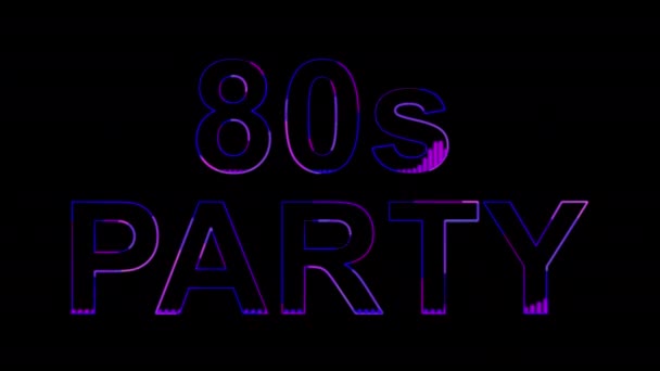 Dance Party 80S Style Party Text Sound Waves Effect Glowing — Stock Video