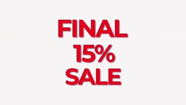 Final Sale Text Animation Red Text White Background Variable Discount — Stock Video