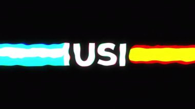 Müzik metni. Renkli tipografi metni. Eski tarz bir parti. 4K döngü animasyonu. Giriş metni. Gece kulüpleri, LED ekranlar, müzik videoları, sosyal medya, festival için Vj animasyonu. 80 'ler.