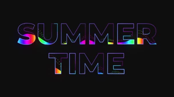Dance Party 80S Style Summer Time Text Animation Glowing Neon — Vídeos de Stock